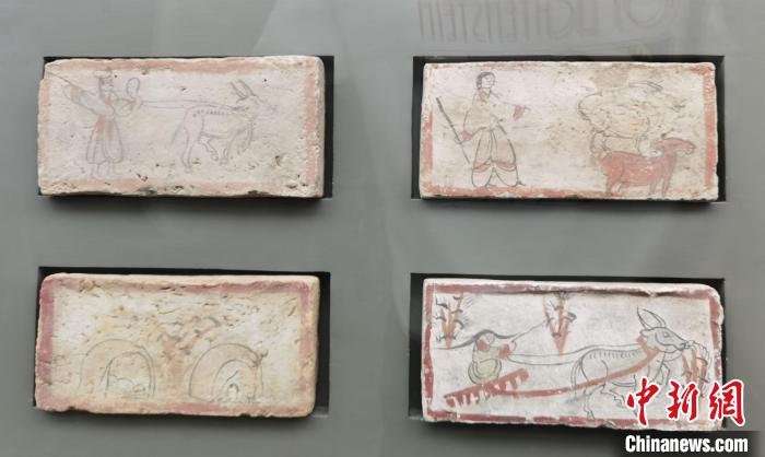 圖為嘉峪關(guān)長城博物館館藏文物魏晉墓彩繪畫像磚中豐富多彩的古代農(nóng)牧業(yè)生產(chǎn)活動。(資料圖) 丁思 攝