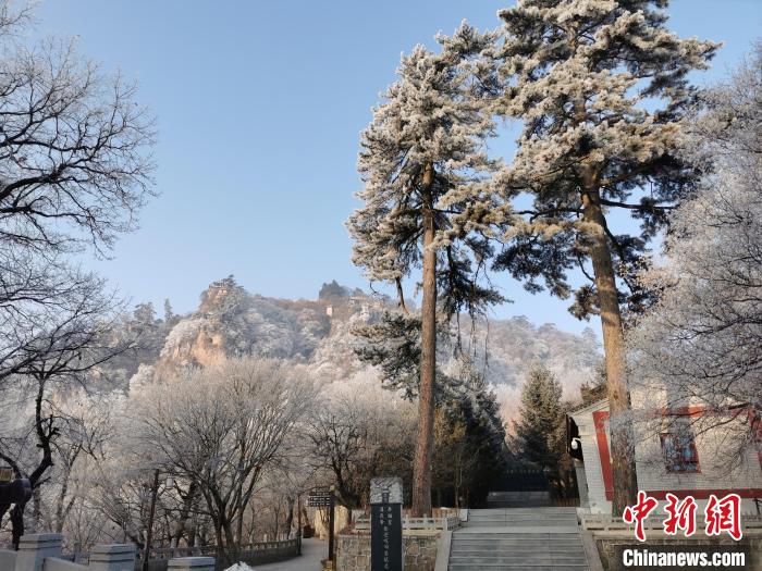 圖為崆峒山霧凇景色美不勝收。　徐振華 攝