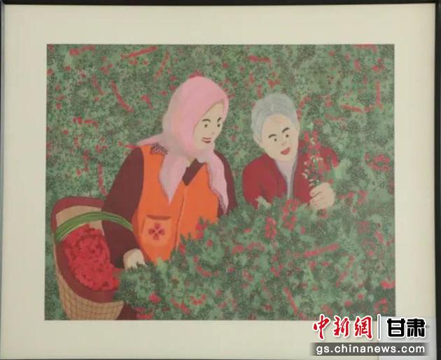 靖遠縣枸杞種植業(yè)帶動10多萬農(nóng)民脫貧致富。刺繡 王明風 繡稿 胡靜