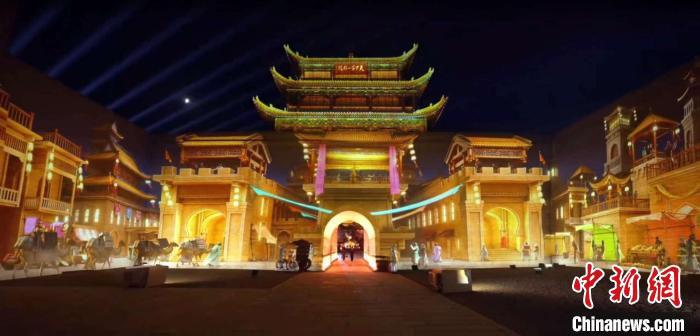2024年7月15日，甘肅嘉峪關開啟“夜游”模式。圖為夜游燈光劇《天下嘉峪關》光影效果。(甘肅嘉峪關關城景區(qū)供圖)