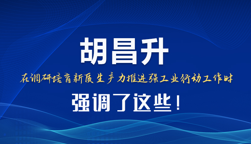 圖解|胡昌升在調(diào)研培育新質(zhì)生產(chǎn)力推進(jìn)強(qiáng)工業(yè)行動(dòng)工作時(shí)強(qiáng)調(diào)了這些！