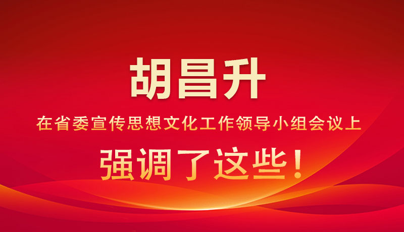 圖解|胡昌升在省委宣傳思想文化工作領導小組會議上強調了這些！